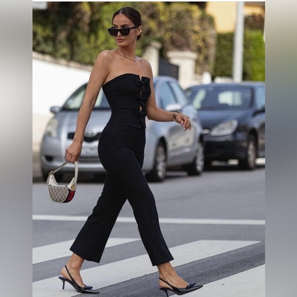 ZARA STRAPLESS BOW JUMPSUIT - Picture 3 of 7